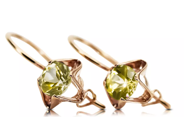 Peridot galben Original vintage din aur roz de 14k Cercei Vintage Craft  vec142r